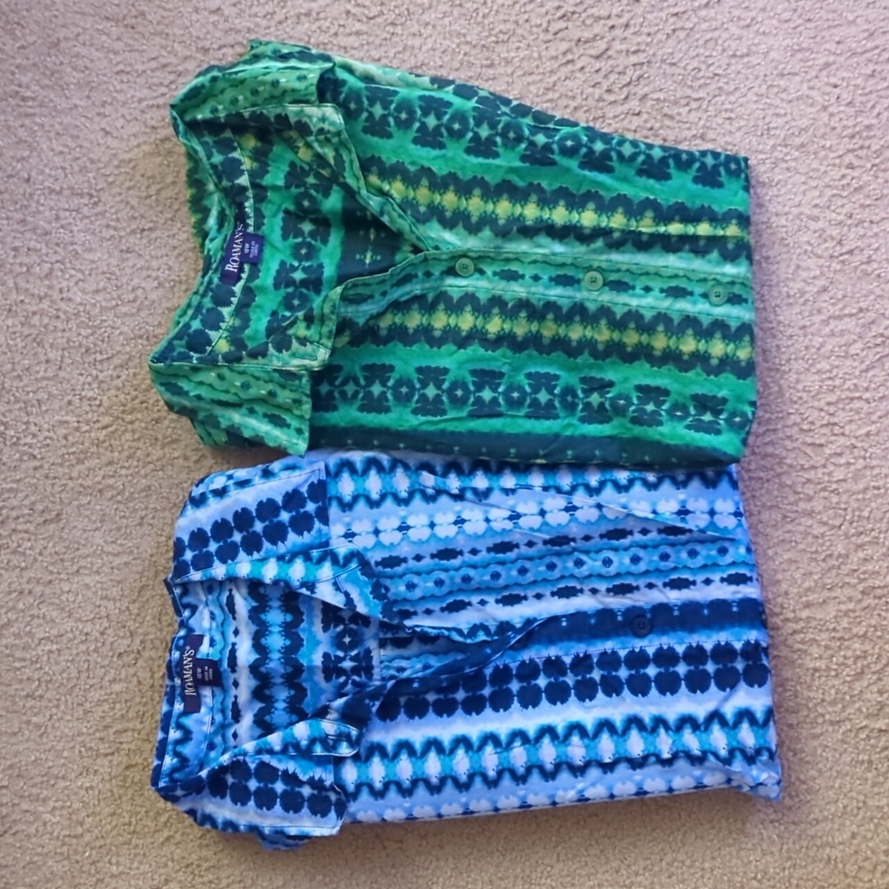 Romans Bundle of Two Sleeveless Button Front Tie Dye Tank Tops Size 18W